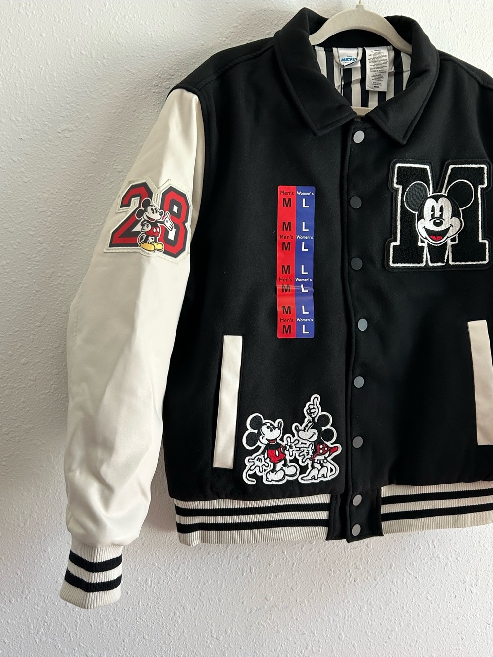 Disney Mickey Mouse Black Varsity Letterman Jacket Unisex Men’s M Women’s L - Picture 4 of 11